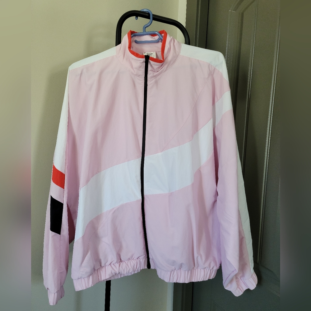 Reebok Pink and White Bomber Jacket